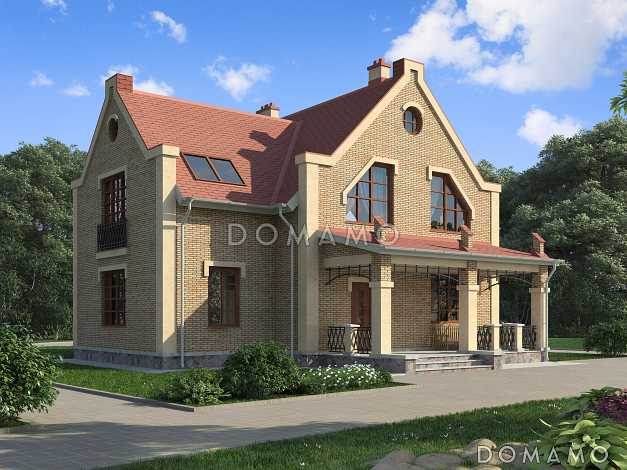 Проект дома из газобетона с просторной верандой