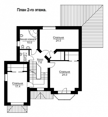 Проект кирпичного дома с мансардой / План 2 этажа