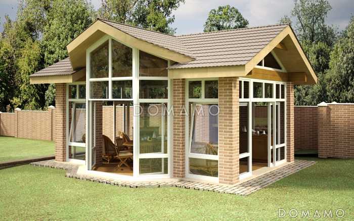 Проект павильона барбекю - навес на кирпичных колоннах