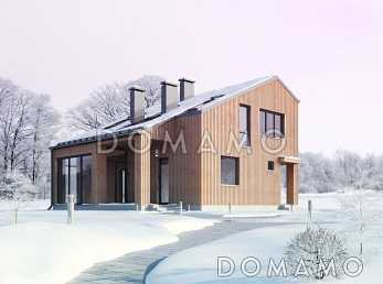 Проект дома из пеноблоков с необычной отделкой