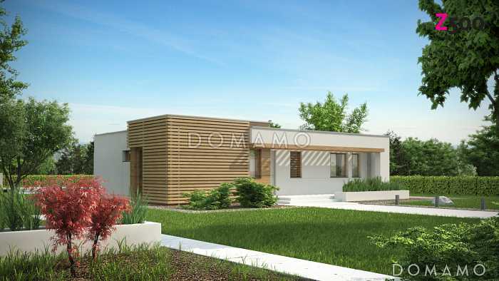 Проект одноэтажного дома из газобетона с плоской крышей с тремя спальнями