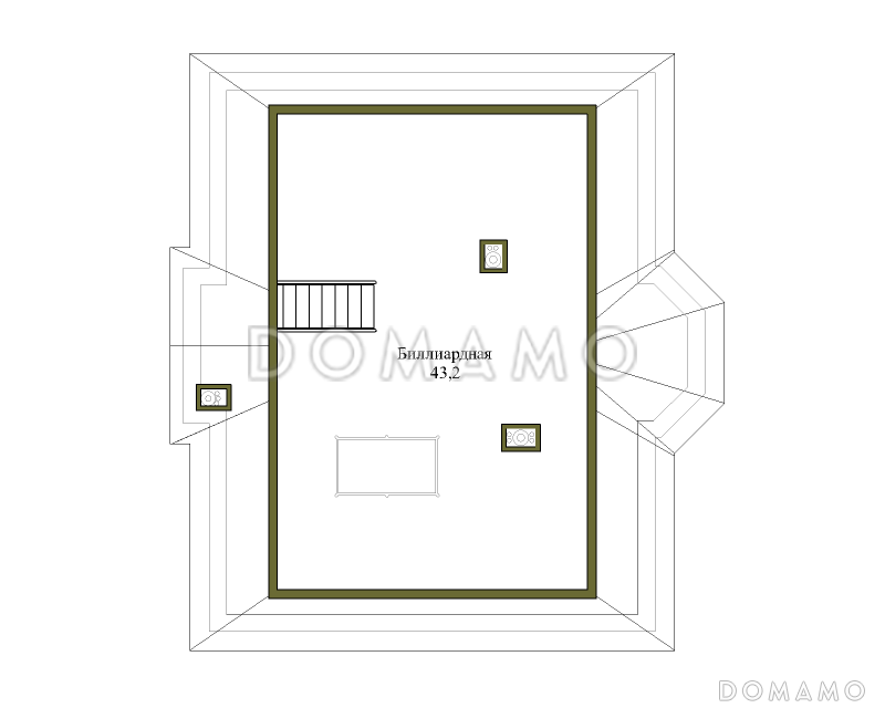 Проект коттеджа из газобетона с гаражом на 2 машины / План мансардного этажа