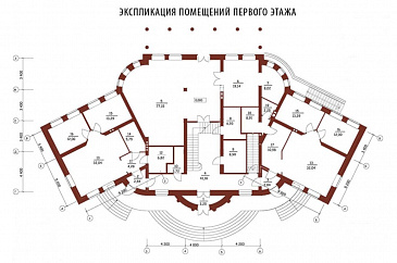 Проект двухэтажного дома из кирпича с правым и левым крылом / План 1 этажа