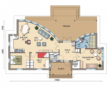 Проект современной каркасной сауны с санузлом / План 1 этажа