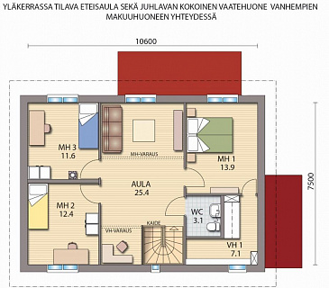 Проект каркасного дома с большой гардеробной в спальной комнате на втором этаже / План 2 этажа