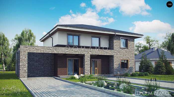 Проект загородного дома с комнатой отдыха, сауной, террасами, кладовой