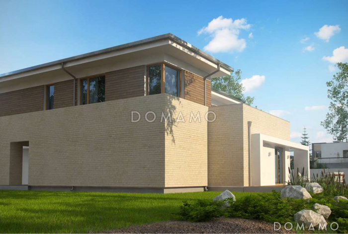 Проект просторного двухэтажного дома из газобетона с четырьмя спальнями,  гаражом и сауной