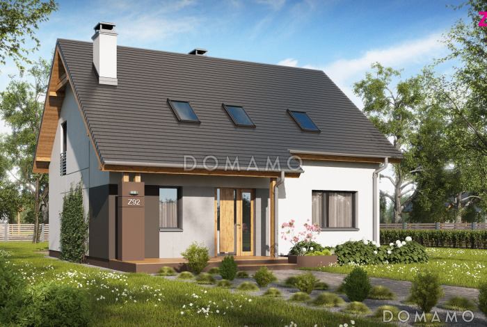 Проект классического мансардного дома из кирпича с кабинетом и большим техническим помещением