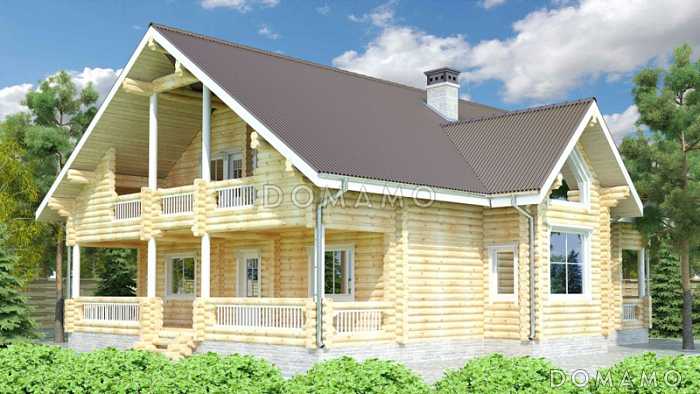 Проект большого дома с двумя просторными террасами