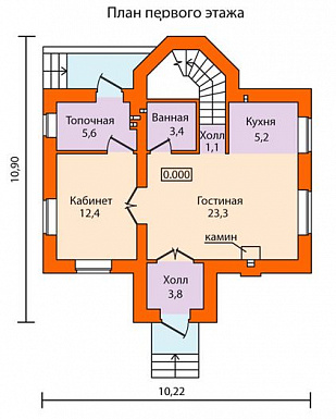 Проект дома из SIP панелей с полным вторым этажом / План 1 этажа