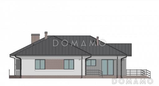 Проект дома из газобетона с двухместным гаражом и двумя террасами / Фасад 2