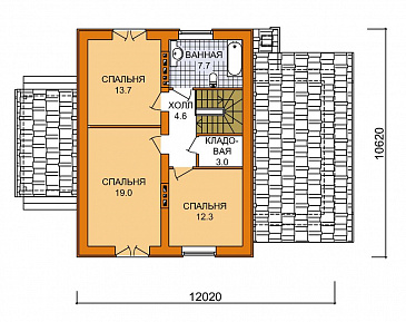 Проект дома из СИП панелей с мансардой, гаражом и тремя спальнями / План мансардного этажа