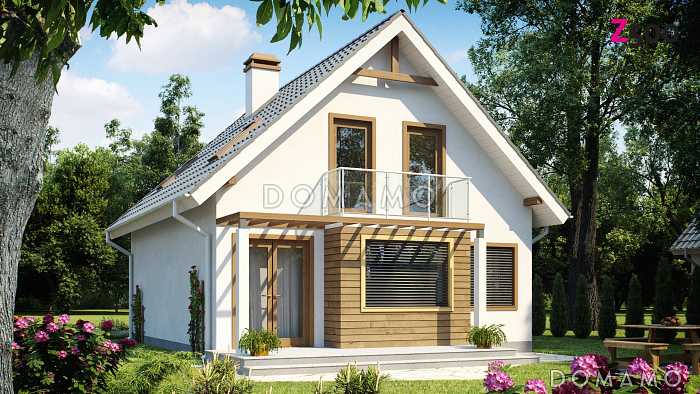 Проект классического мансардного дома из газобетона с кабинетом, с эркером и балконом