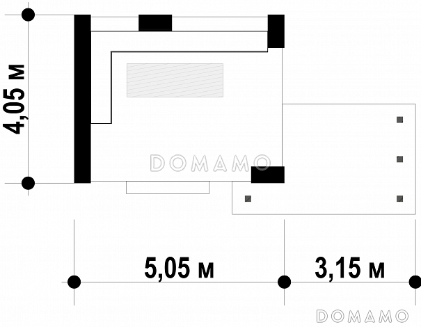 Проект беседки с закрытой и открытой зоной для большого участка / План 1 этажа