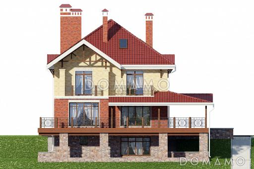 Проект дома с бильярдной, хамамом и большой террасой / Фасад 1