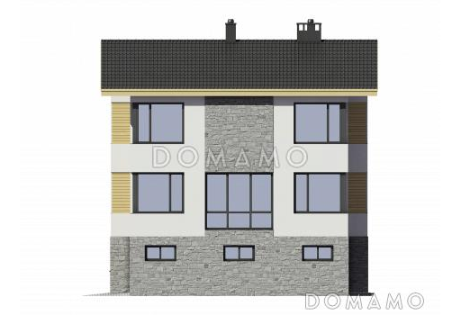 Проект трехэтажного кирпичного дома с двойным гаражом / Фасад 1