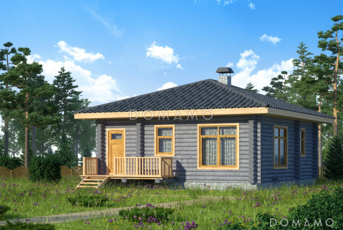 Проект одноэтажного дома из бруса с двумя жилыми комнатами 