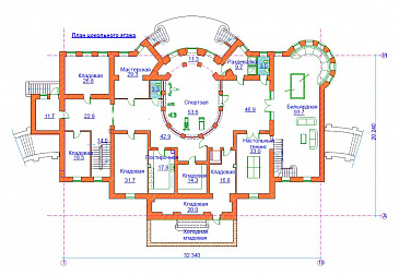 Проект большого дома более 1500 м. кв. / План цокольного этажа