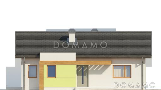 Проект компактного одноэтажного дома из кирпича с современными элементами экстерьера / Фасад 2