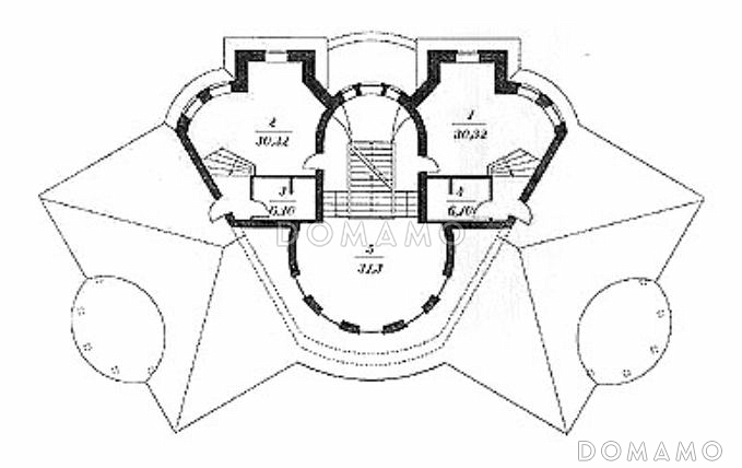 Проект двухэтажного особняка с мансардой и цокольным этажом из кирпича / План мансардного этажа