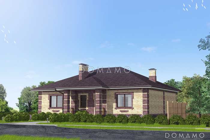 Проект компактного одноэтажного дома с тремя спальнями и большой гостиной