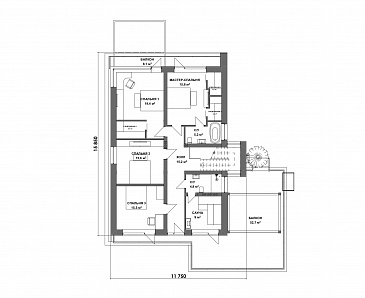 Проект современного двухэтажного дома из газобетона с сауной и балконом / План 2 этажа